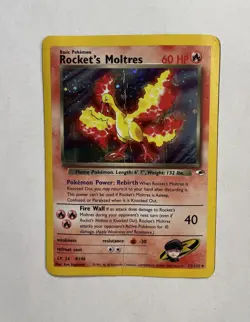 2000 Gym Heroes Rocket’s Moltres Holo #12/132 Rare WOTC Pokémon Card TCG *Swirl* - Image 2