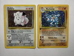 2x 1999 Base Set Holo Machamp 8/102 + Clefairy 5/102 WOTC Pokemon Card TCG Lot! - Image 6