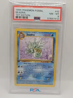 SEADRA 1999 POKEMON FOSSIL #42 1ST EDITION PSA 8 VINTAGE GRADED CARD NON-HOLO - Image 3