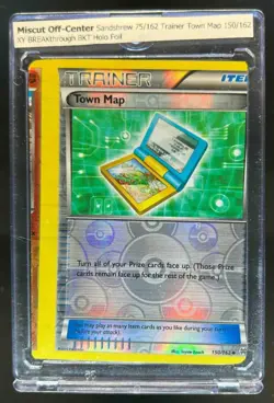 2015 Pokemon XY BREAKthrough Town Map Sandshrew Reverse Holo Foil Miscut 150/162 - Image 1