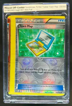 2015 Pokemon XY BREAKthrough Town Map Sandshrew Reverse Holo Foil Miscut 150/162 - Image 3