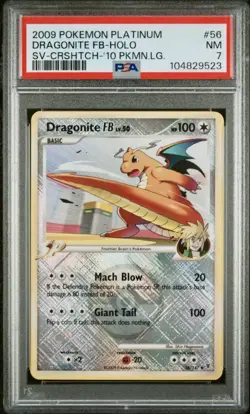 2009 Pokemon Platinum SV Crosshatch '10 Pokemon League Dragonite FB Holo PSA 7 - Image 4