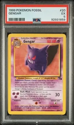 PSA 5 1999 Pokemon Fossil Gengar 1st Edition #20 • FAST SHIP - Image 4