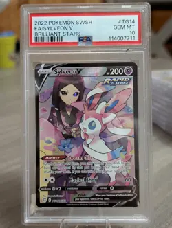 2022 POKEMON SWORD & SHIELD BRILLIANT STARS #TG14 FULL ART/SYLVEON V PSA 10 - Image 5