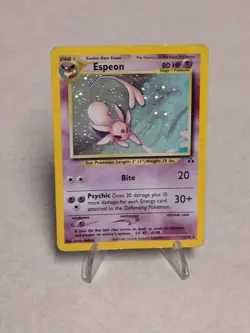 Pokemon TCG Neo Discovery Espeon Unlimited Holo Rare 1/75 Heavy Played - Image 1