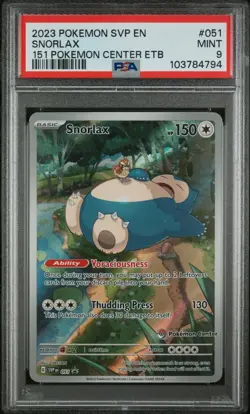 PSA 9 POKEMON SNORLAX 051 MEW-151 POKEMON CENTER ETB PROMO PSA 9 - Image 1