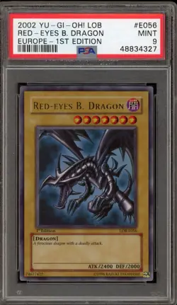 Yu-Gi-Oh! Red-Eyes B. Dragon Legend/Blue Eyes 1st Edition EUROPE LOB-E056 PSA 9 - Image 1