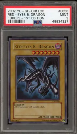 Yu-Gi-Oh! Red-Eyes B. Dragon Legend/Blue Eyes 1st Edition EUROPE LOB-E056 PSA 9 - Image 3