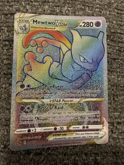 Pokemon Mewtwo VSTAR Card SWSH Rainbow Holo, Secret Rare, 079/078 - Image 1