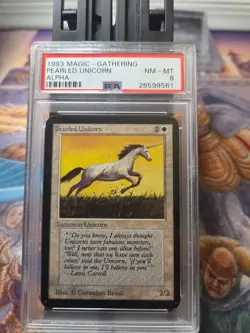 Pearled Unicorn MTG Magic the Gathering Alpha PSA 8 Vintage Old School - Image 1