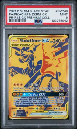 2021 POKEMON SM BLACK STAR PROMO #SM248 FULL ART/PIKACHU & ZEKROM GX PSA 9 - Image 1