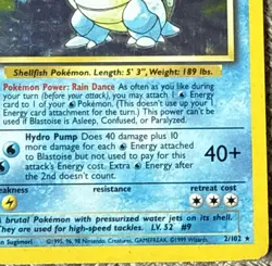 Blastoise 2/102 Base Set Holo Rare Pokemon Card 1999-2000 WOTC TCG HP - Image 4