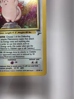 Clefable - 5/130 - Pokemon Base Set 2 Holo Rare Card WOTC LP - Image 3