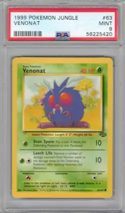 1999 Pokemon Jungle, #63, Venonat, PSA 9, Mint - Image 1