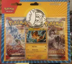 Pokemon TCG Blister 2 Packs Pawmot Card Metallic Coin 2024 - Image 1