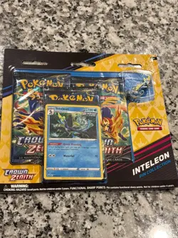 2023 Pokémon Crown Zenith 3 Pack Pin Collection Blister [Inteleon] SEALED - Image 1