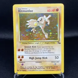 Hitmonlee #7 7/62 Fossil Unlimited Holo Rare Vintage WOTC Pokémon Card - MP - Image 1
