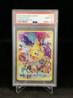 PSA 10 Pikachu 160 Full Art Secret Rare Crown Zenith Pokémon Card - Image 1