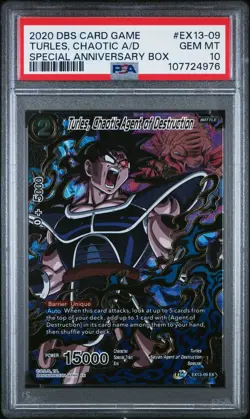 Turles Chaotic Agent of Destruction Gold Stamp Dragon Ball Super Card PSA 10 - Image 1