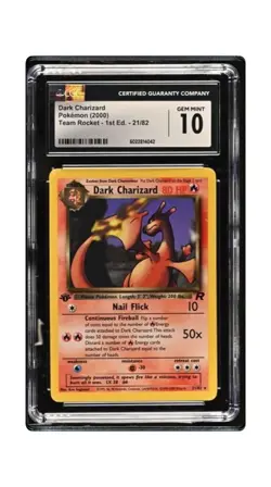 Pokemon Team Rocket Dark Charizard Card Non-Holo CGC Graded Gem Mint 10 - Image 1