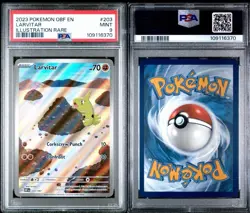 Larvitar Pokemon 203/197 Sv03: Obsidian Flames Holo Illustration Rare PSA 9 MINT - Image 3