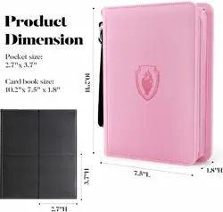 Pink 4-Pocket Zip Card Binder Holds 320 TCG MTG Sports & Game Cards PU Case - Image 6