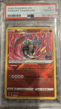 2022 Pokemon Go Radiant Charizard Rare Holo #011 PSA 10 Gem Mint - Image 1