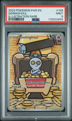 2023 POKEMON PAR EN-PARADOX RIFT #198 GIMMIGHOUL ILLUSTRATION RARE PSA 9 - Image 1