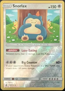 Snorlax Reverse Holo 158/214 Sun & Moon Unbroken Bonds Pokemon Card - Image 1