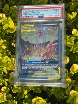 SM240 PSA 9 Mint Espeon & Deoxys GX Black Star Promo Tag Team 2020 Pokemon - Image 1