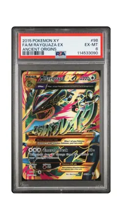 Pokemon 2015 XY Ancient Origins #98 Full Art M Rayquaza EX PSA 6 - Image 1