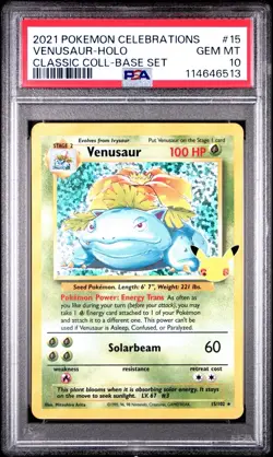 2021 POKEMON CELEBRATIONS CLASSIC COLLECTION #15 VENUSAUR-HOLO PSA 10 - Image 1
