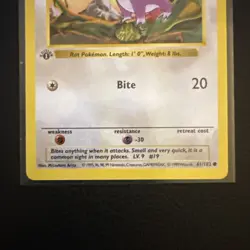Pokemon Rattata 61/102 1st Edition Shadowless Base Set Card Unplayed Near Mint - Image 4