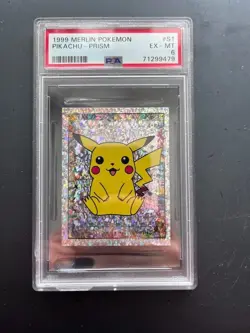 1999 Merlin Pokemon Prism Holo S1 PIKACHU SITTING PSA 6 - Image 3