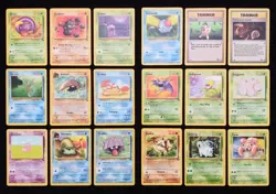 MP-LP Lot Of 18 Vintage Pokemon Cards 1999 Regular Fossil & Jungle Commons - Image 1