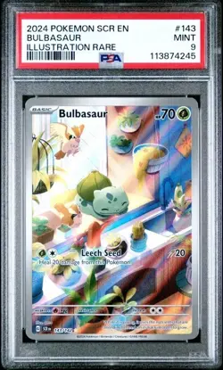 2024 Pokemon TCG Stellar Crown Bulbasaur #143 Illustration Rare PSA 9 MINT - Image 1