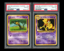 PTCG Pokemon PSA10*2 Abra & Kadabra Common 1998 Red/Green Gift Set Japanese - Image 1