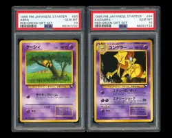 PTCG Pokemon PSA10*2 Abra & Kadabra Common 1998 Red/Green Gift Set Japanese - Image 3