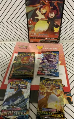 Pokémon TCG: Celebrations Collection Box [Dark Sylveon V or Lance's Charizard V Oversize] (2021) - Image 5
