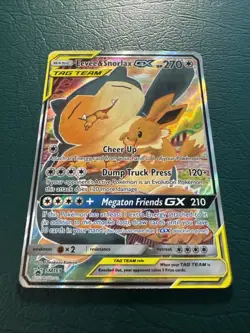 Pokemon TCG Eevee and Snorlax GX SM169 Sun & Moon Promo LP - Image 1