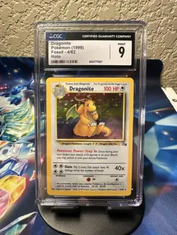 Pokemon TCG Dragonite Fossil Holo Rare Card 4/62 CGC 9 Mint - Image 1