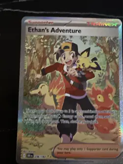 PokÃ©mon TCG Destined Rivals Ethan's Adventure Full Art Trainer Card 236/182 Sir - Image 1