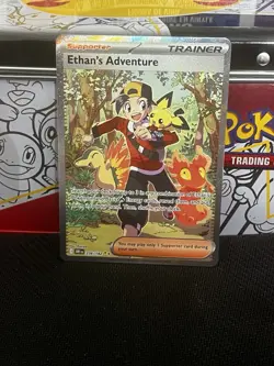 PokÃ©mon TCG Destined Rivals Ethan's Adventure Full Art Trainer Card 236/182 Sir - Image 1