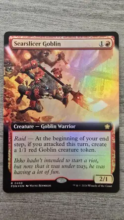 Searslicer Goblin (Rare Foil Extended Art) #468 Foundations MTG NM - Image 1