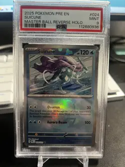 2025 POKEMON PRE EN-PRISMATIC EVOLUTIONS MASTER BALL REVERSE HOLO SUICUNE PSA 9 - Image 2