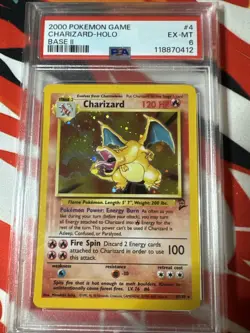 PokÃ©mon TCG Charizard Holo Rare Card 4/130 Base Set 2 - Image 1