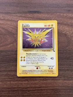 Pokemon TCG Zapdos Holo Rare Fossil Unlimited 15/62 WOTC Vintage MP/LP - Image 1