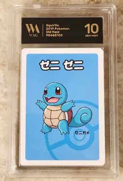 Graded WAG Gem Mint 10  Squirtle Old Maid 2019 Japanese Pokemon Card Slab - Image 1