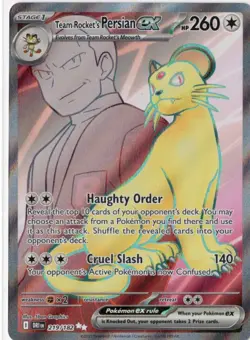 Team Rocket's Persian ex 219/182 Destined Rivals Holo Pokémon Card 🔥 SV10 - Image 1
