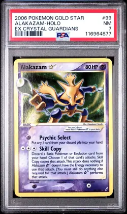 2006 POKEMON EX CRYSTAL GUARDIANS GOLD STAR #99 ALAKAZAM-HOLO PSA 7 MINT - Image 1